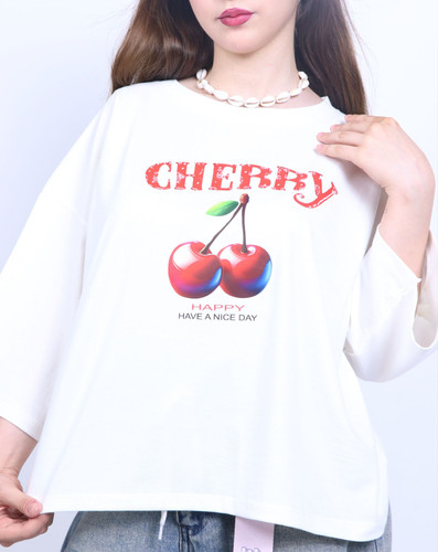 تیشرت باکسی ترند تابستون طرح چری (گیلاس)🍒