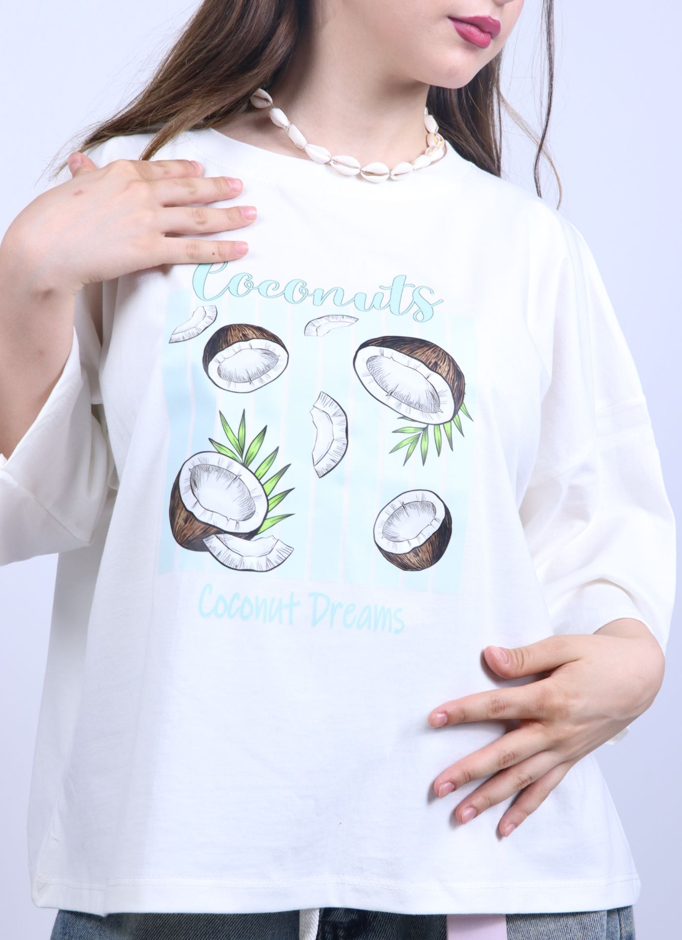 تیشرت باکسی ترند تابستون طرح نارگیل 🥥