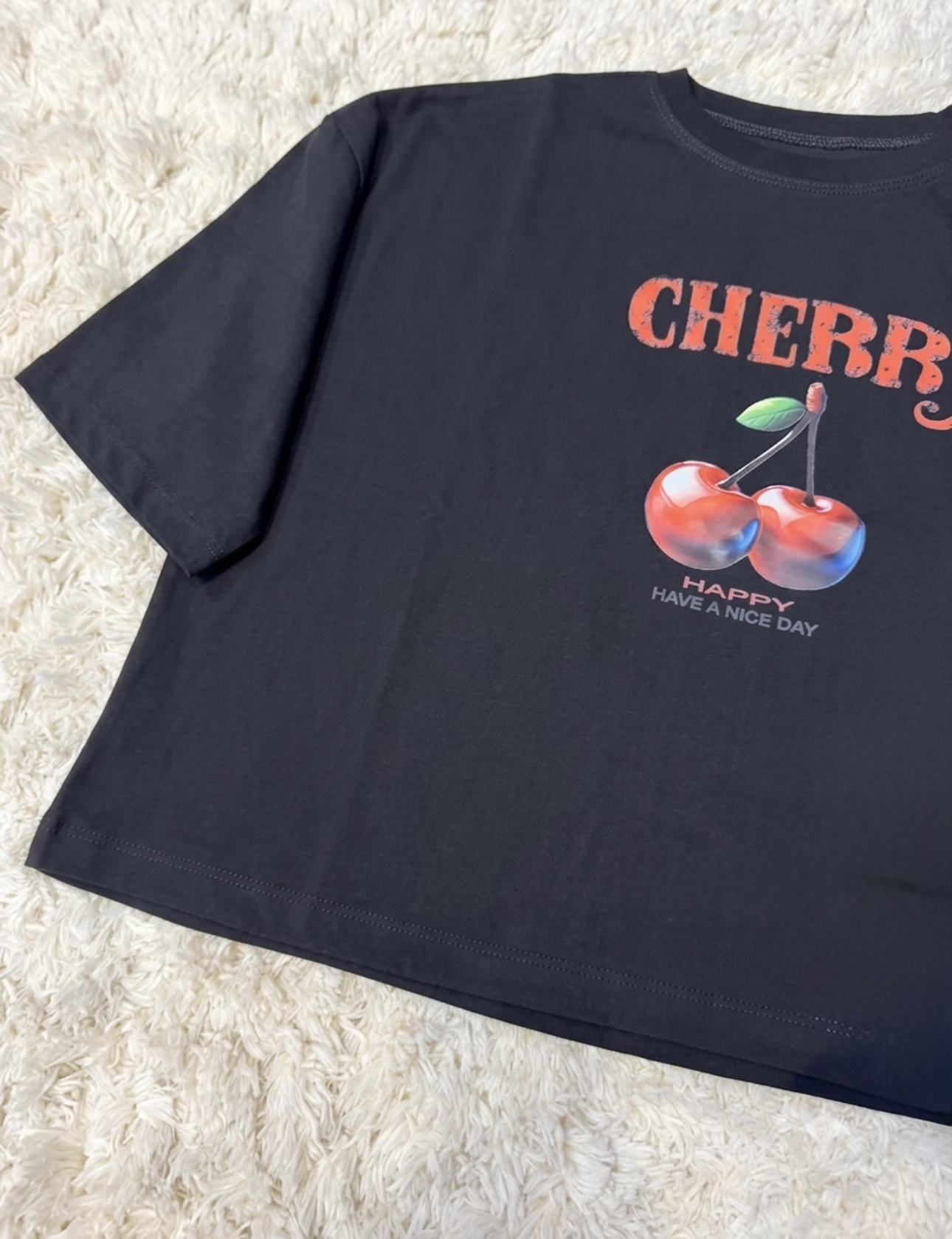 تیشرت باکسی ترند طرح چری cherry 🍒